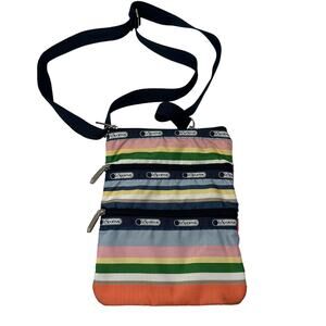 Le Sportsac Crossbody Purse Multicolor Striped Pockets